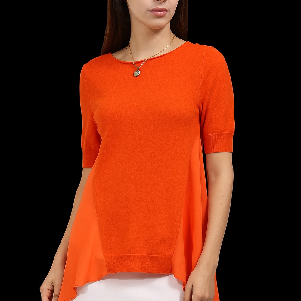 NWOT St.John Tunic 100% Marino Wool with Silk side panels,asymmetrical